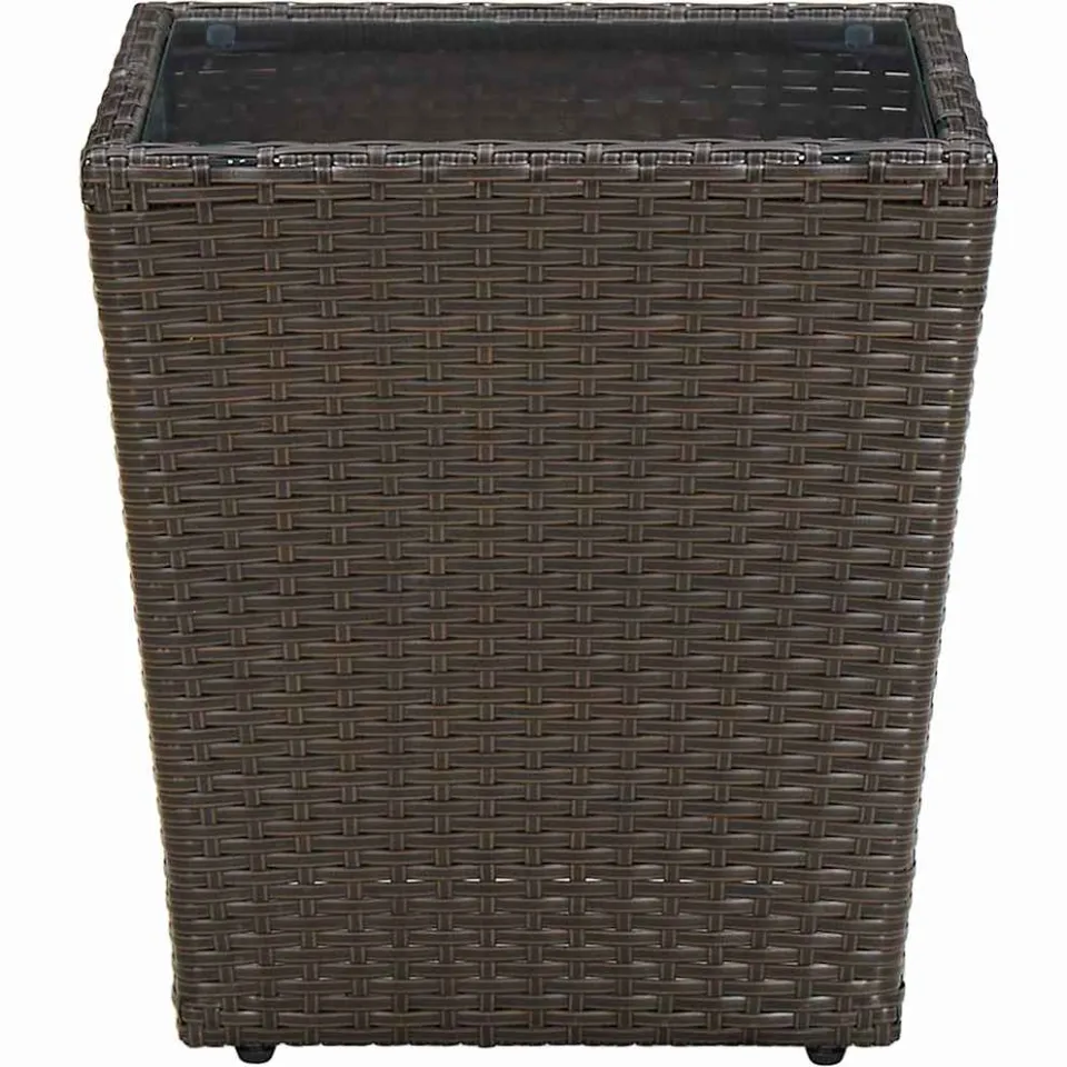 vidaXL Salontafel 41,5x41,5x44 cm poly rattan en gehard glas bruin