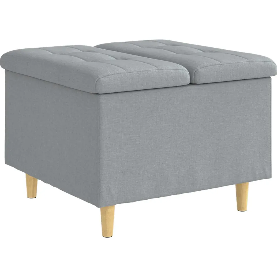 vidaXL Ottoman met Opbergruimte Lichtgrijs 60 x 60 x 45 cm Stof, foto 3