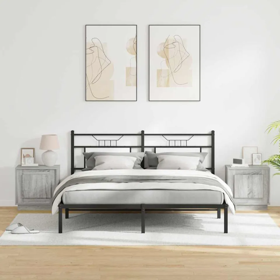 vidaXL Nachtkastje 2 st Grijs 44 x 34,5 x 45 cm Bewerkt hout, foto 4