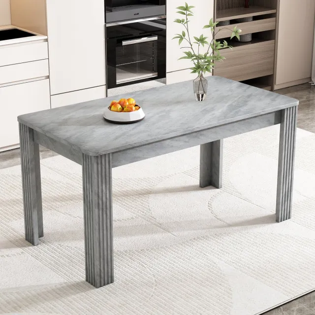 MUVANO Moderne grijze eettafel - rechthoekige eetkamertafel betonlook - grijze eettafel eiken look - ruim formaat - dineren - voor eetkamer grijs