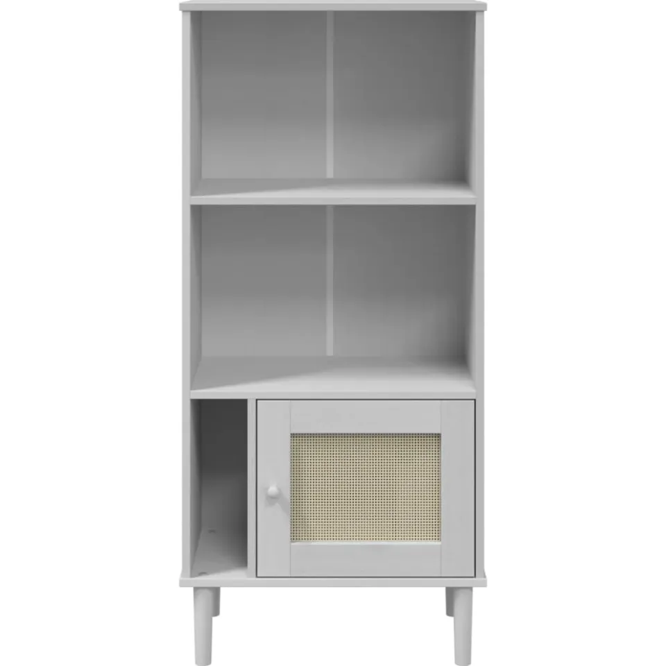 vidaXL Boekenkast SENJA rattan-look 60x35x130 cm grenenhout wit
