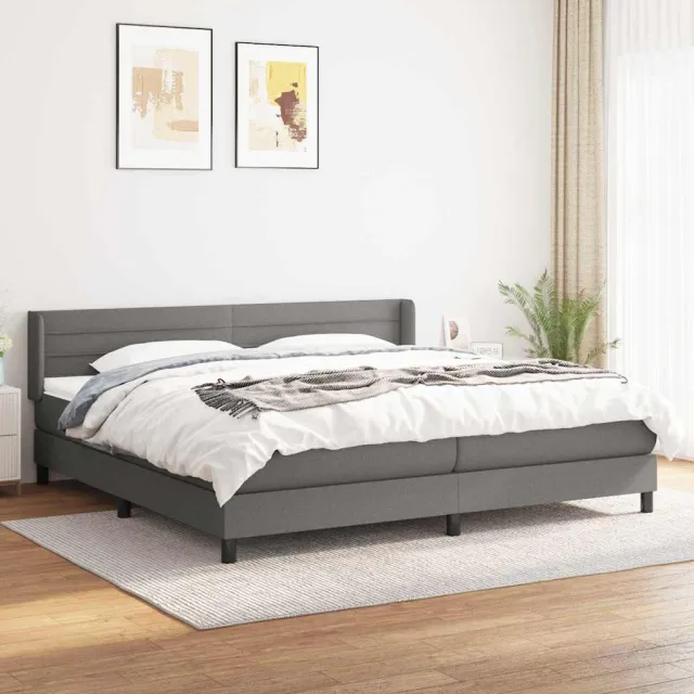 vidaXL Boxspring met matras stof donkergrijs 200x200 cm grijs