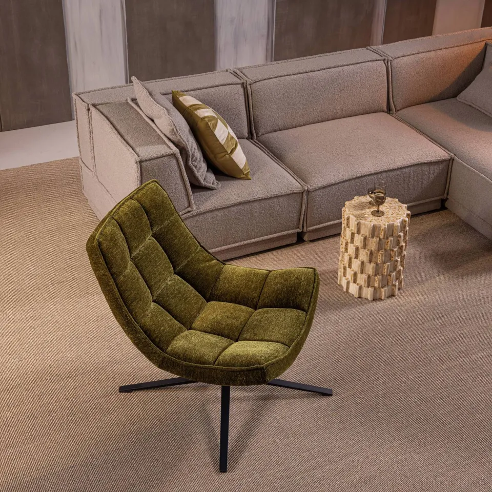 WOOOD Maudi Draaifauteuil - Polyester - Naturel - 84x74x86, foto 3