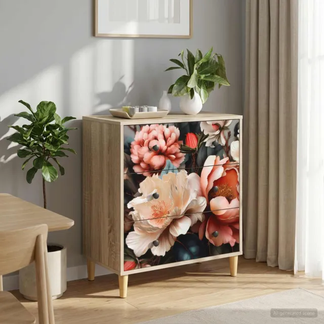 vidaXL Ladekast BORNE Licht pioenroosprint 66 x 36,5 x 75 cm Sonoma Bruin
