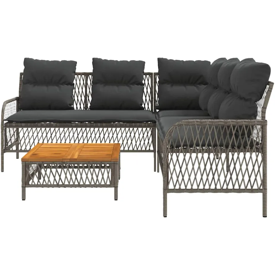 vidaXL 2-delige Loungeset met kussens poly rattan grijs, foto 4