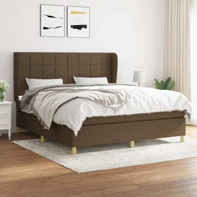 vidaXL Boxspring met matras stof donkerbruin 160x200 cm bruin
