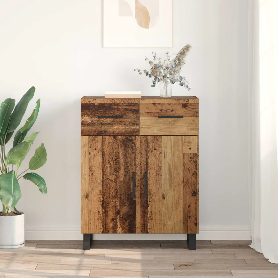 vidaXL Dressoir Oud Hout 69,5 x 34 x 90 cm Bewerkt hout bruin, foto 3