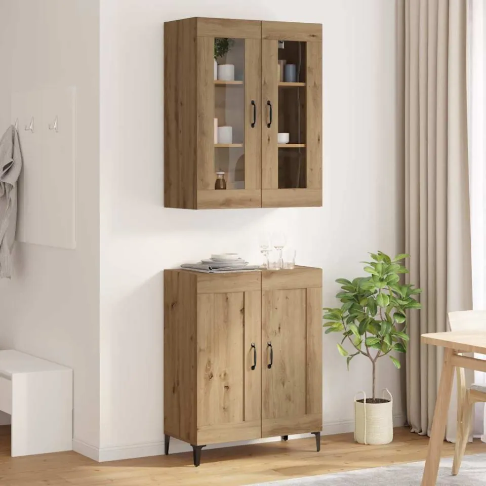 vidaXL Hoge kast Artisan Eiken 69,5 x 34 x 180 cm Bewerkt hout, foto 3
