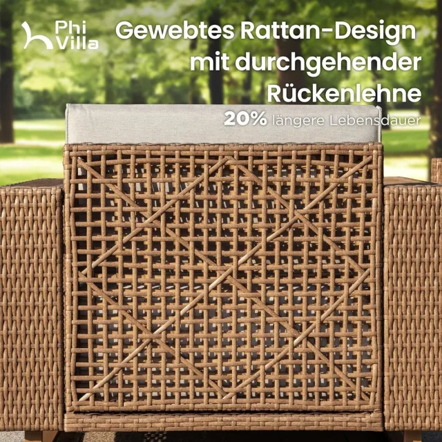 Laura Rotan Tuinmeubelset 6 Personen Modulair Loungeset met Dikke Kussens Beige – Weerbestendige Outdoor Hoekbank voor Tuin, Terras & Balkon – Ergonomisch Design – Laura