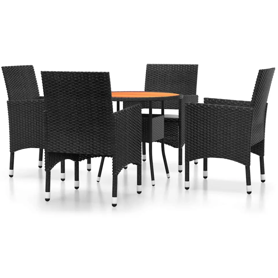 vidaXL 5-delige Tuinset poly rattan zwart, foto 3