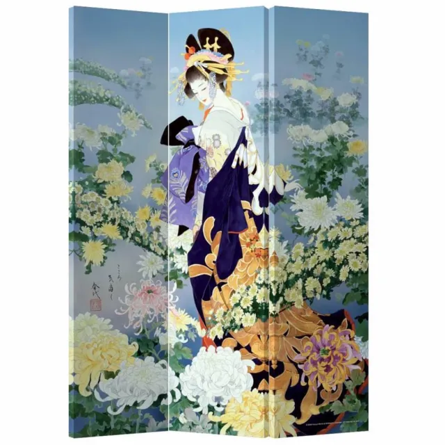 Fine Asianliving Kamerscherm Scheidingswand B120xH180cm 3 Panelen Japanse Geisha multi