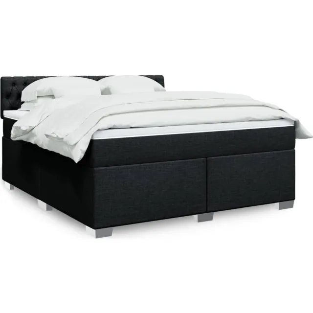 vidaXL Boxspring met matras stof zwart 180x200 cm