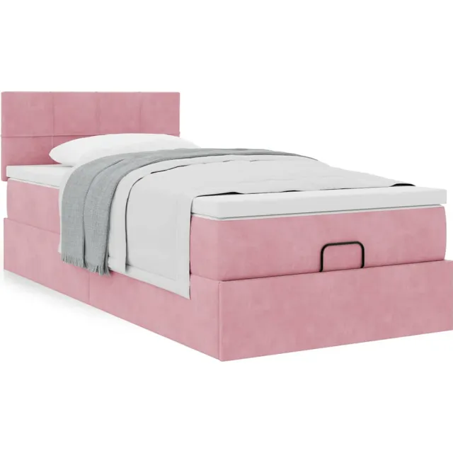 vidaXL Ottoman bed met matras 100x200 cm fluweel roze