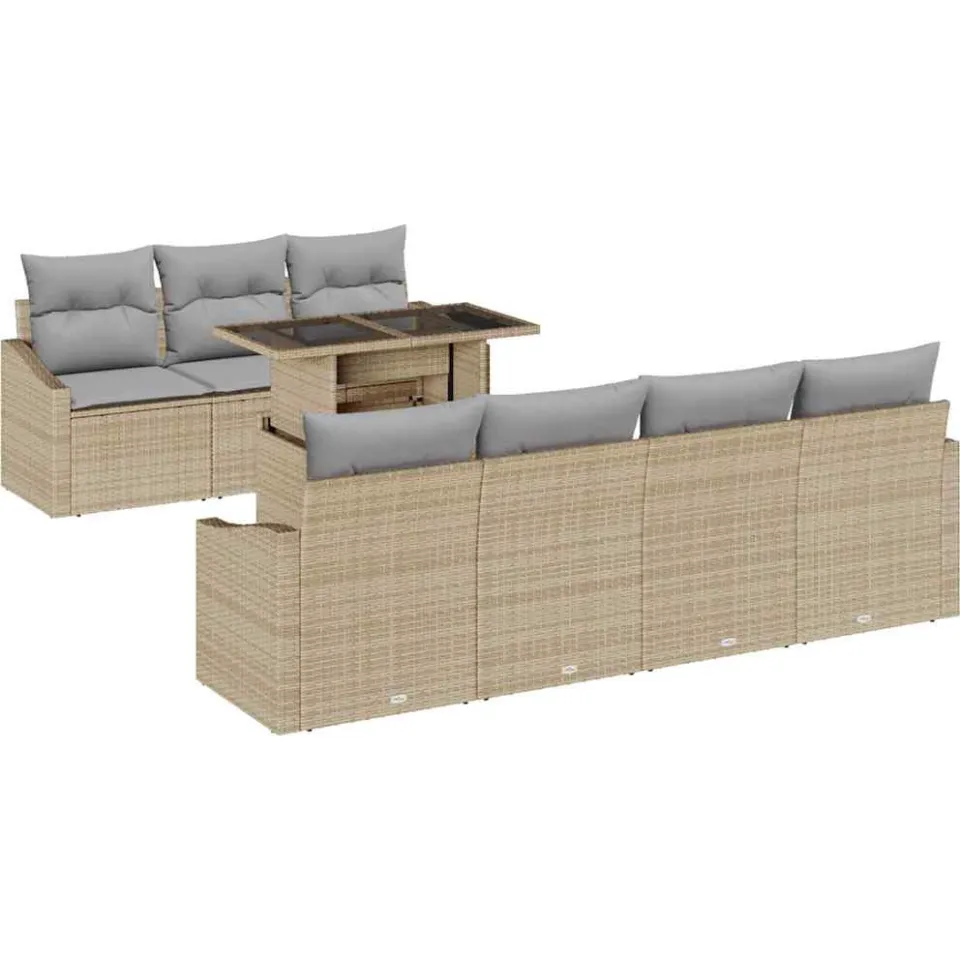 vidaXL Tuin Sofa Set 8 st Beige poly rattan