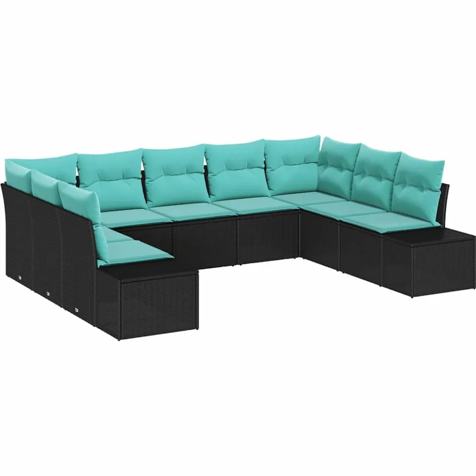 vidaXL Tuin Sofa Set 9 st Zwart poly rattan