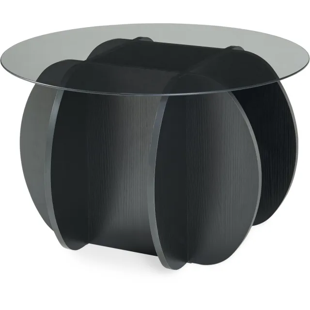 en.casa Salontafel Karhuvandi rond glas Ø70x40 cm zwart en grijs [en.casa]
