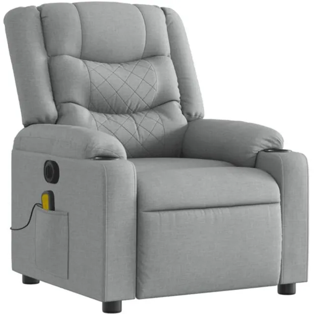 GranMaison Massagestoel - Relaxfauteuil - Zetel - Stof - 1 persoons - Met armleuning - Zeer comfortabel - Elektrisch - Lichtgrijs