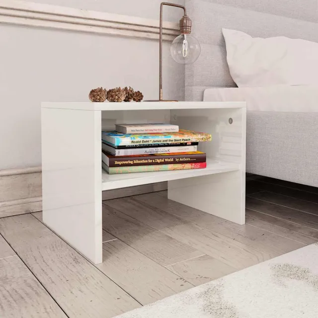 vidaXL Nachtkastjes 2 st 40x30x30 cm bewerkt hout hoogglans wit, foto 2