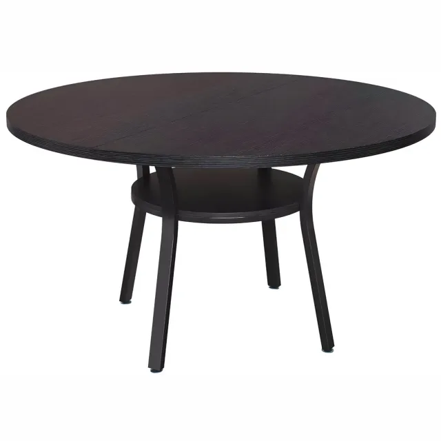 Happiq Ronde Eettafel 120 cm - Voor 4-6 Personen - Houten Keuken & Woonkamer Tafel met Opbergplank - Stevig & Functioneel - keukentafel - Zwart Black