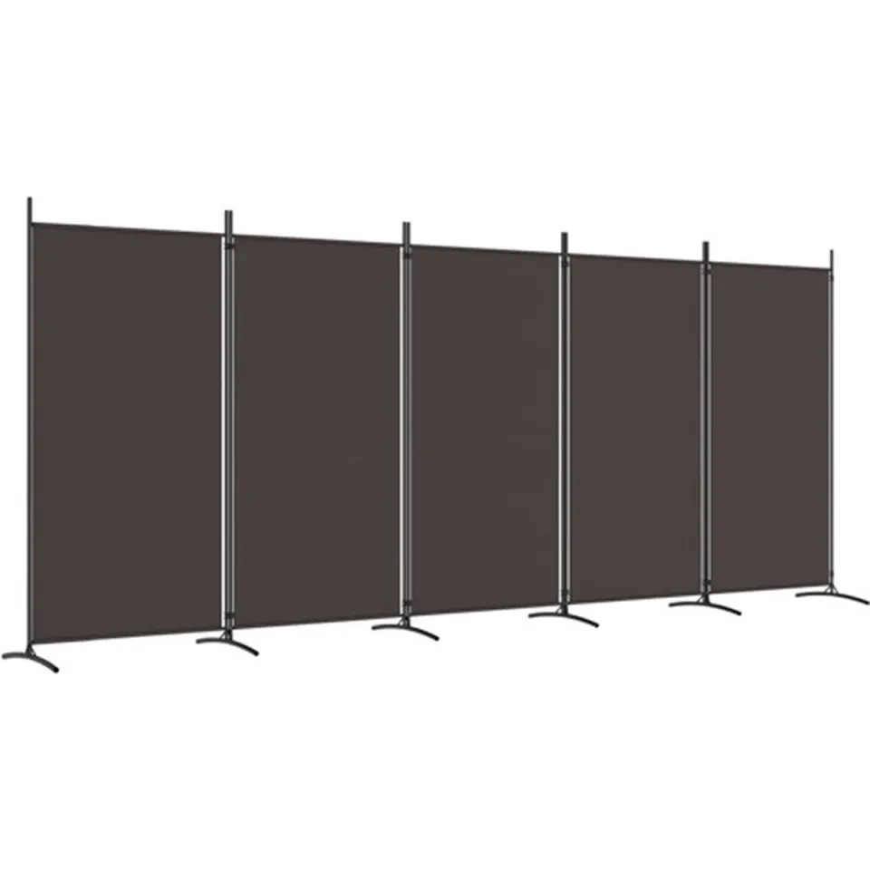 vidaXL Kamerscherm met 5 panelen 433x180 cm stof bruin, foto 3