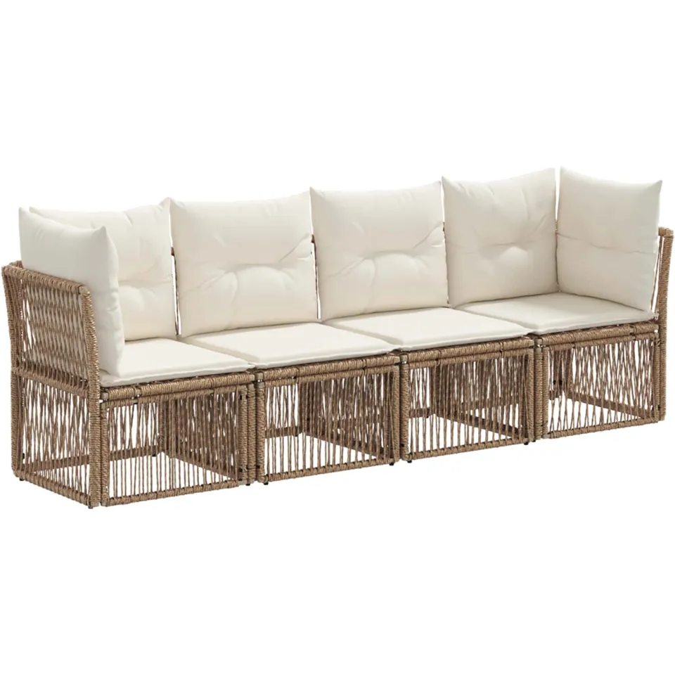 vidaXL Tuinbankenset 4 st 4-zits Beige poly rattan, foto 3