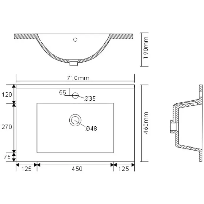 Wastafelkast Odin Beton 70 cm grijs, foto 6