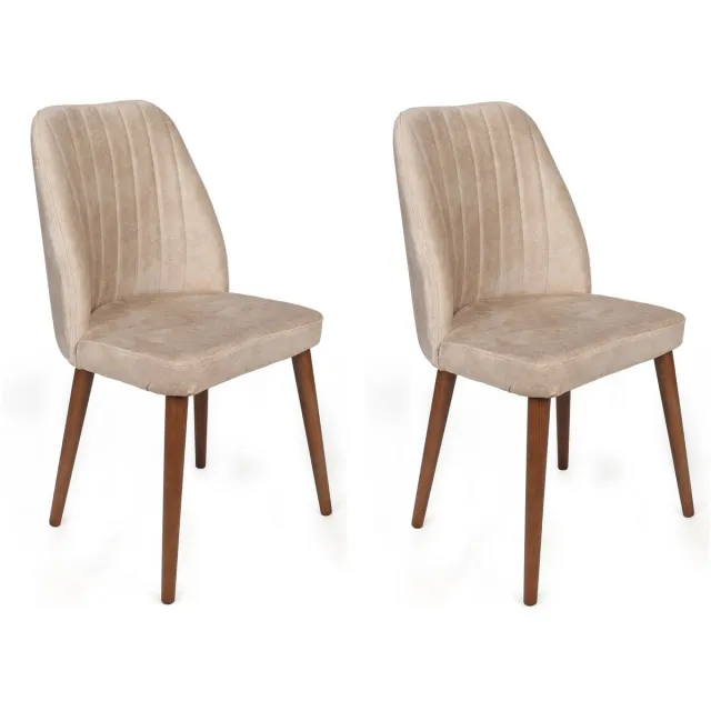 Skye Decor , Stoelenset (2 stuks), Alfa-464 V2, Metaal, Crème & Walnoot, 50 x 49 x 90 cm