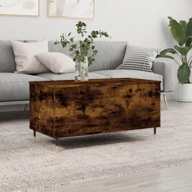 vidaXL Salontafel 90x44,5x45 cm bewerkt hout gerookt eikenkleurig, foto 2