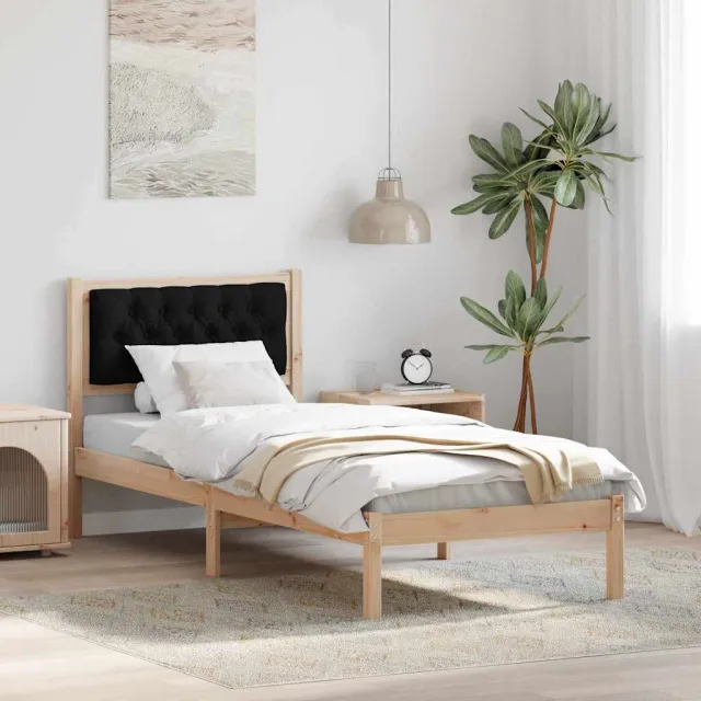 vidaXL Bedframe met hoofdeinde Zwart 80 x 200 cm Massief grenenhout Bruin