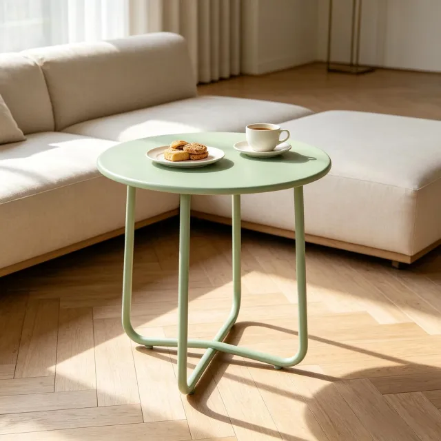 CHICFURN Bijzettafel - voor buiten - verstelbare voetjes - X-onderstel - groen