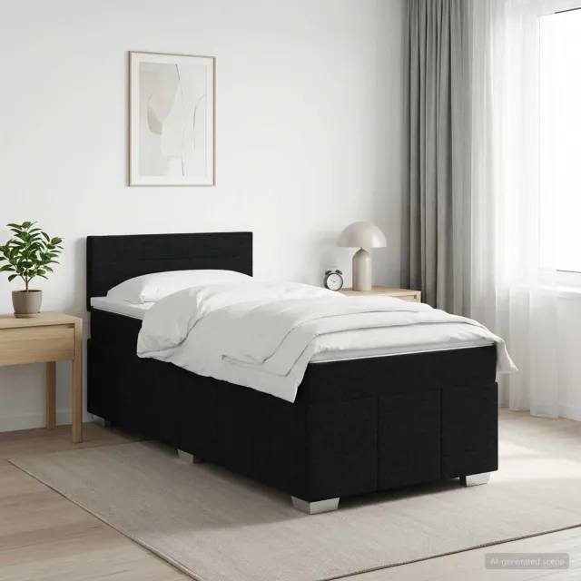 vidaXL Boxspringbed met matras met hoofdeinde Zwart 90 x 190 cm Stof