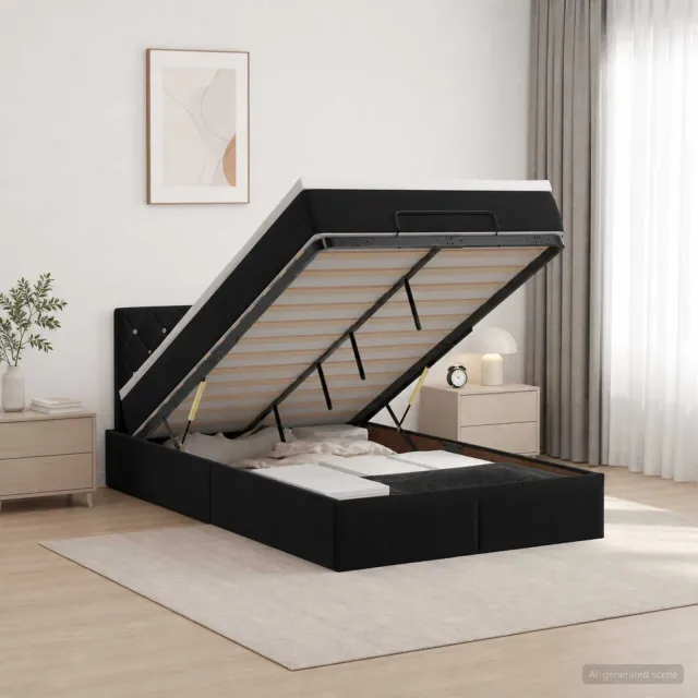 vidaXL Ottoman bed met matras Zwart 120 x 190 cm Fluweel