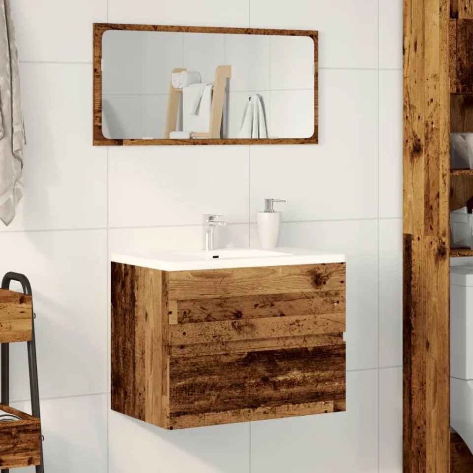 vidaXL Badkamerkast 60x38,5x45 cm bewerkt hout oud houtkleurig bruin, foto 2