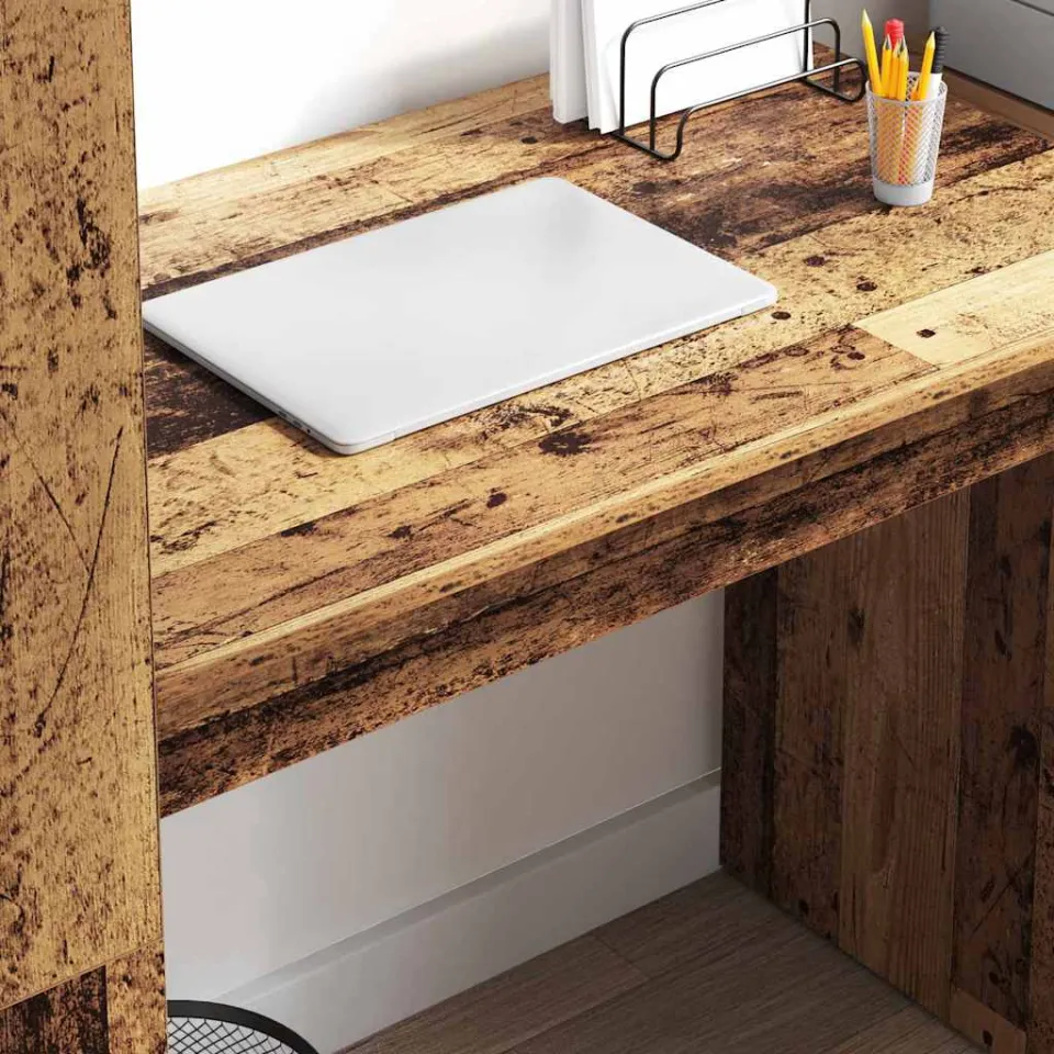 vidaXL Bureau Oud Hout 113 x 54 x 120 cm Bewerkt hout bruin, foto 3