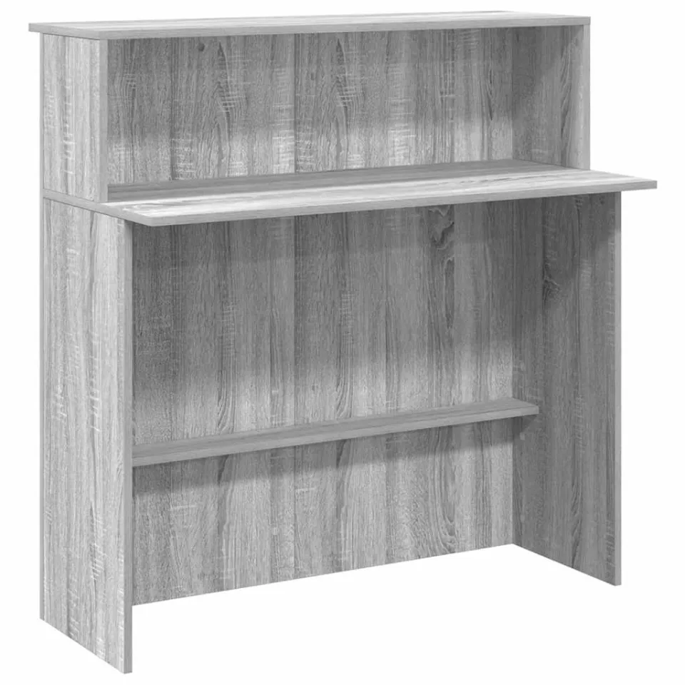 vidaXL Receptiebalie 100x50x103,5 cm bewerkt hout grijs sonoma eiken, foto 3