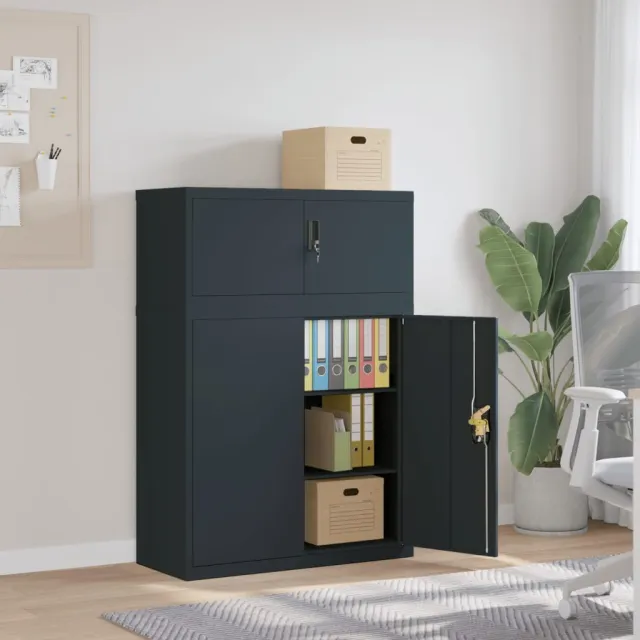 vidaXL Archiefkast 90x40x130 cm staal antracietkleurig Anthraciet