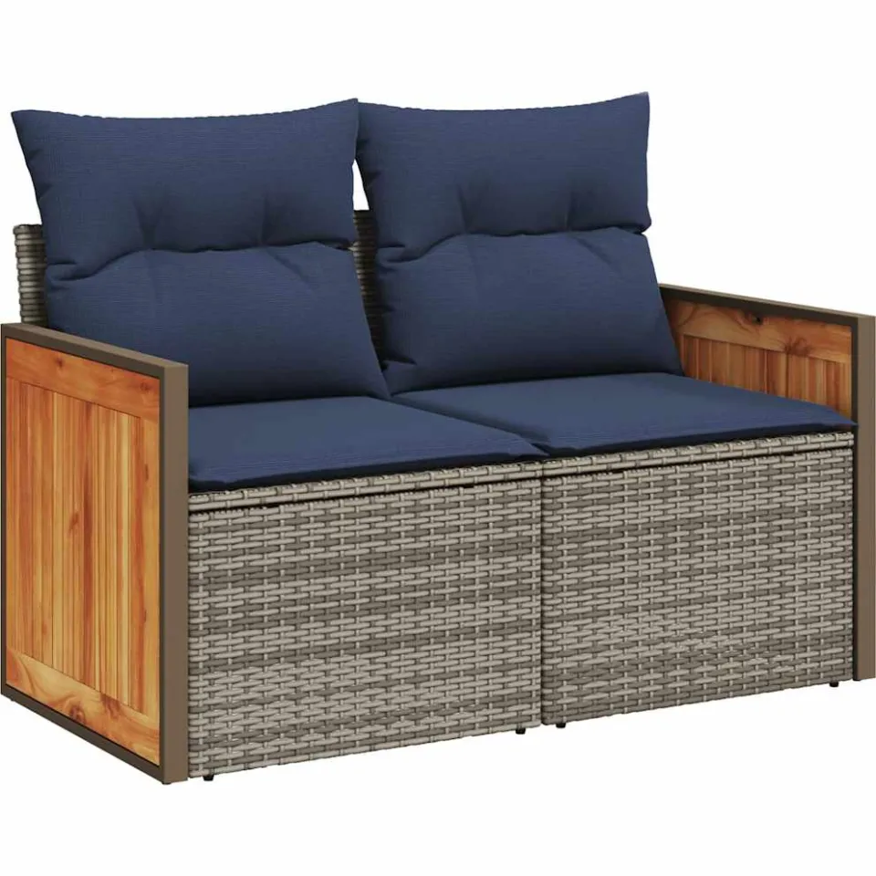 vidaXL 8-delige tuinbankset met kussens, grijs polyrotan, foto 2