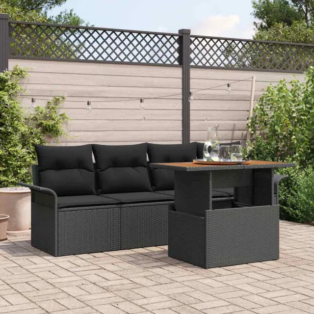 vidaXL Tuin Sofa Set 5 st Zwart Poly riet, foto 2