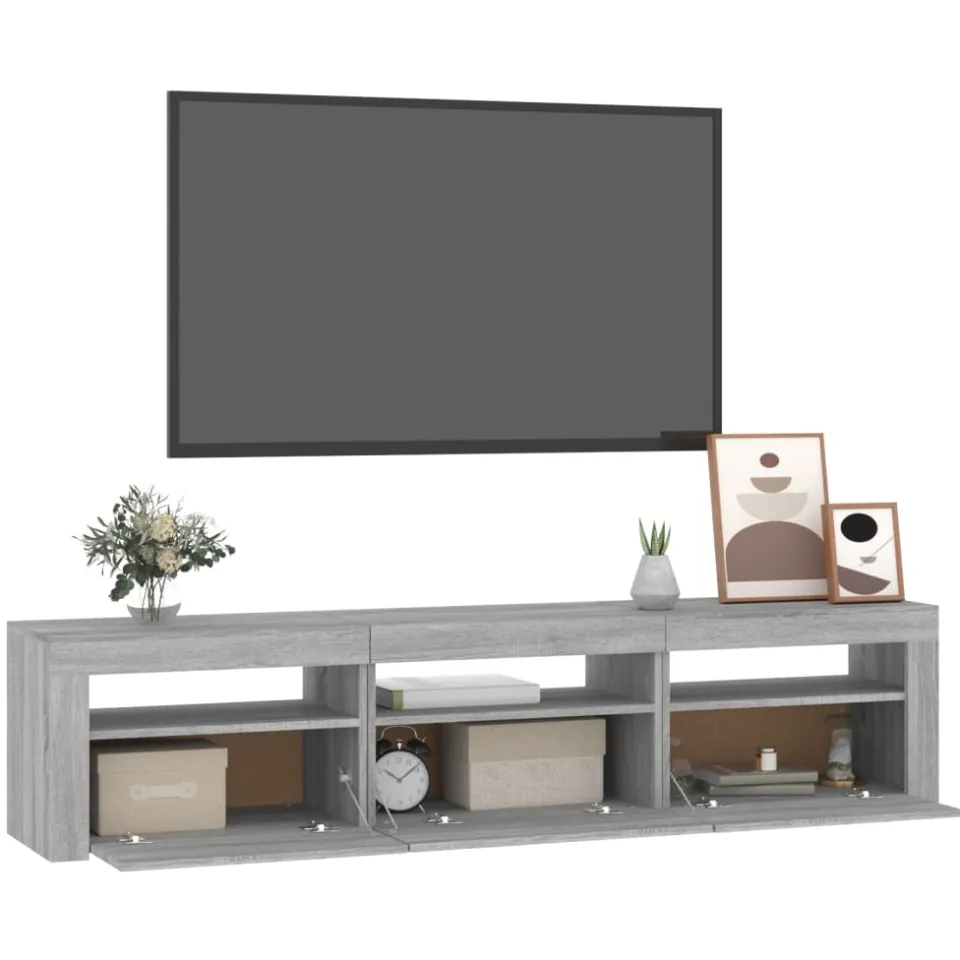 vidaXL Tv-meubel met LED-verlichting 180x35x40 cm grijs sonoma eiken, foto 3