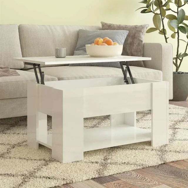 vidaXL Salontafel 79x49x41 cm bewerkt hout hoogglans wit, foto 2