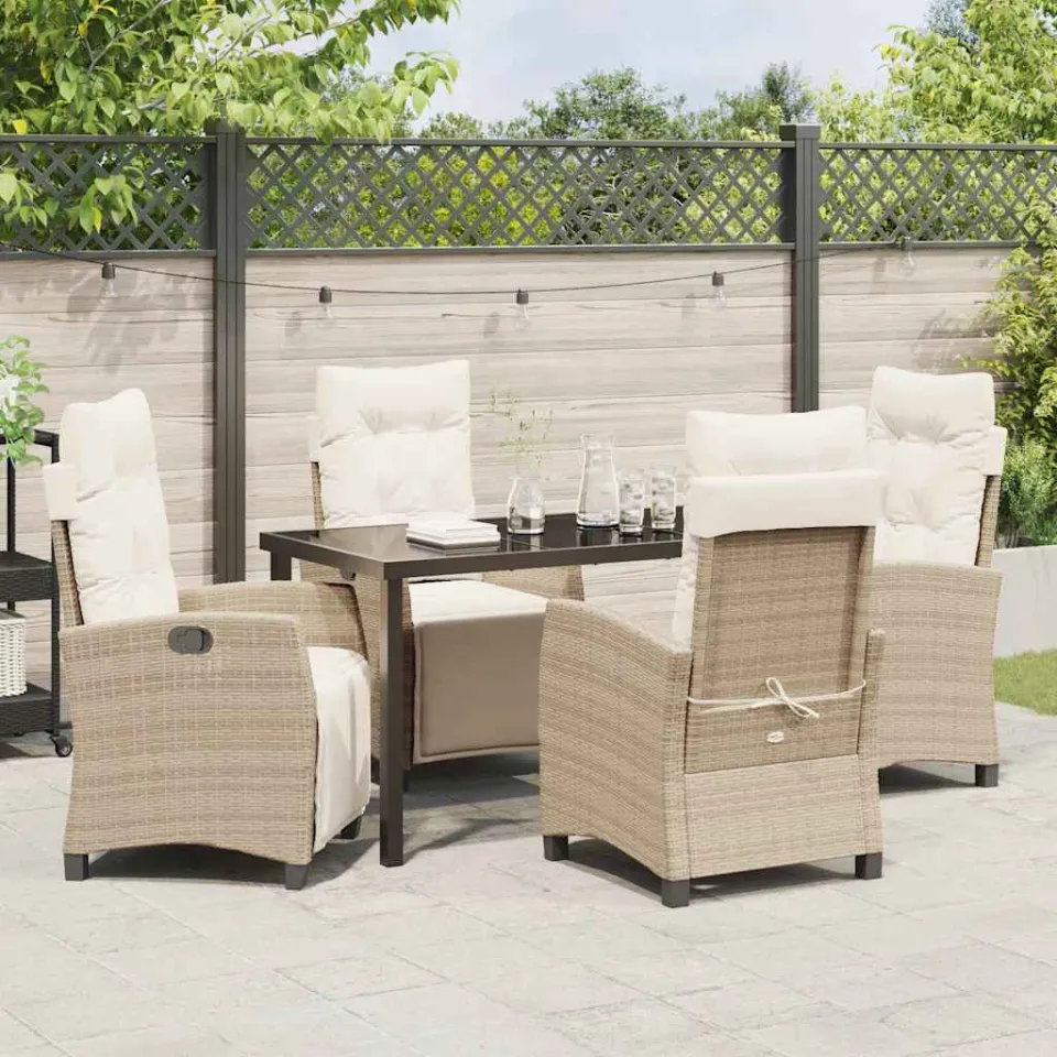 vidaXL Tuin eettafelset 5 st Beige poly rattan, foto 3