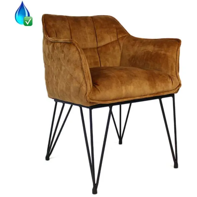 NordXL Stoel Jayron okergeel/cognac velvet