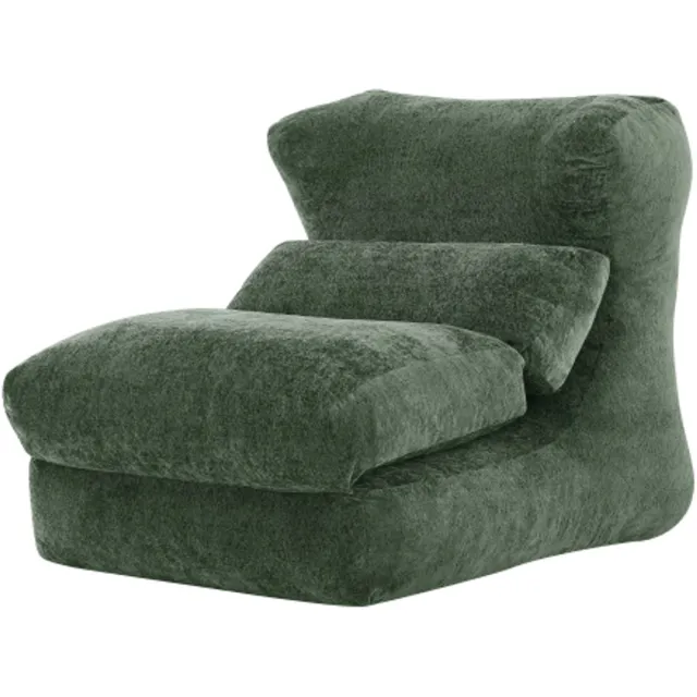 Rolipo Zitzakstoel voor Volwassenen - Omvormbaar tot Ligstoel - Zachte Loungestoel met Schuimvulling - 90 x 118 x 86 cm - Voor Woonkamer en Slaapkamer - Groen