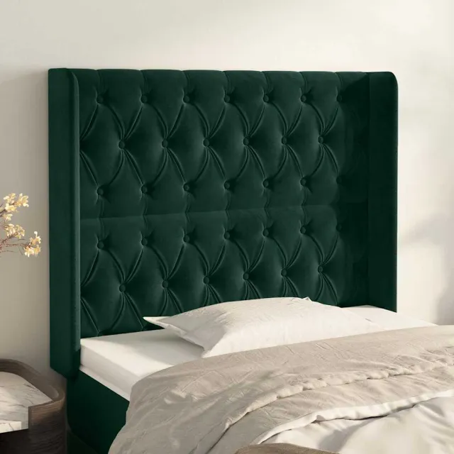 vidaXL Hoofdbord met randen 103x16x118/128 cm fluweel donkergroen groen