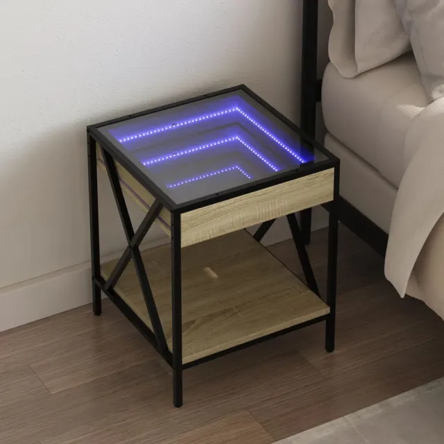 vidaXL Nachtkastje met Infinity LED 40x40x49 cm sonoma eikenkleurig, foto 2