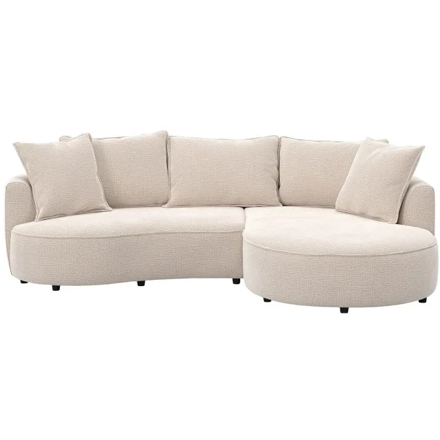 Vente-unique Rechterhoekbank in beige chenillestof - CEPRANO van Maison Céphy