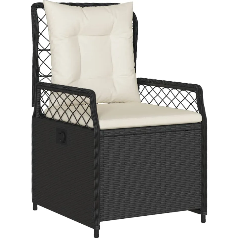 vidaXL 7-delige Tuinset met kussens poly rattan zwart