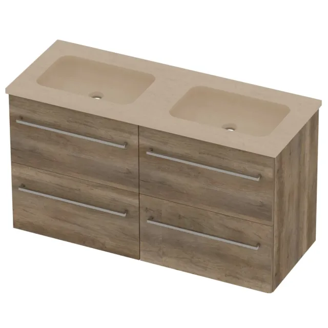Basic-Line Rocky 46 Badmeubelset Hardsteen 120x46x62 cm R46ssdso2x600 Scotch Oak Sand Stone Beige