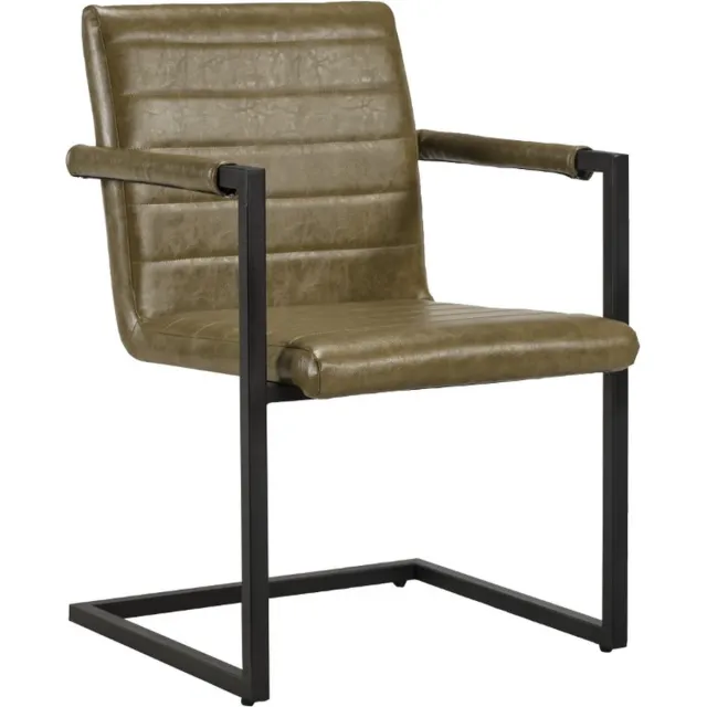Soof&Tess - Cossato Eetkamerstoel - Set van 4 - Camel - Kunstleer - Industrieel - Met armleuning - Easy Clean Stoffen - Hoge Kwaliteit