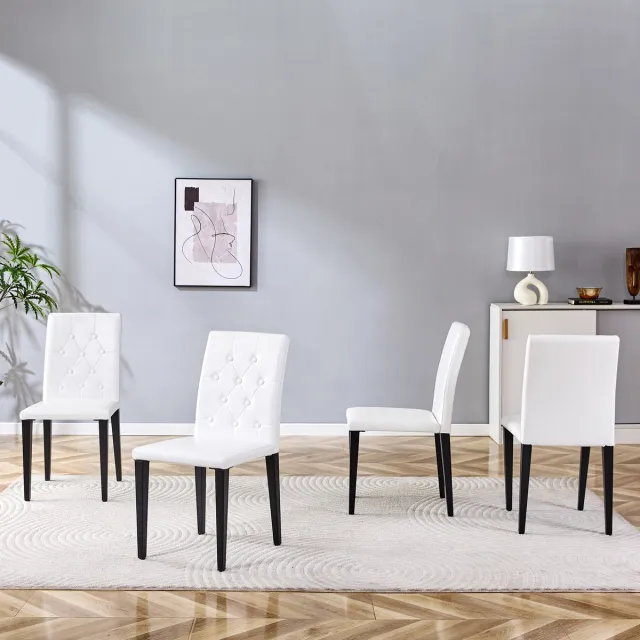 Clruro Eetkamerstoel - 4 Stuks Set - Licht Luxe Eetkamerstoel - Europese eetruimtes - Metaal - Zwart Wit Wit+Zwart